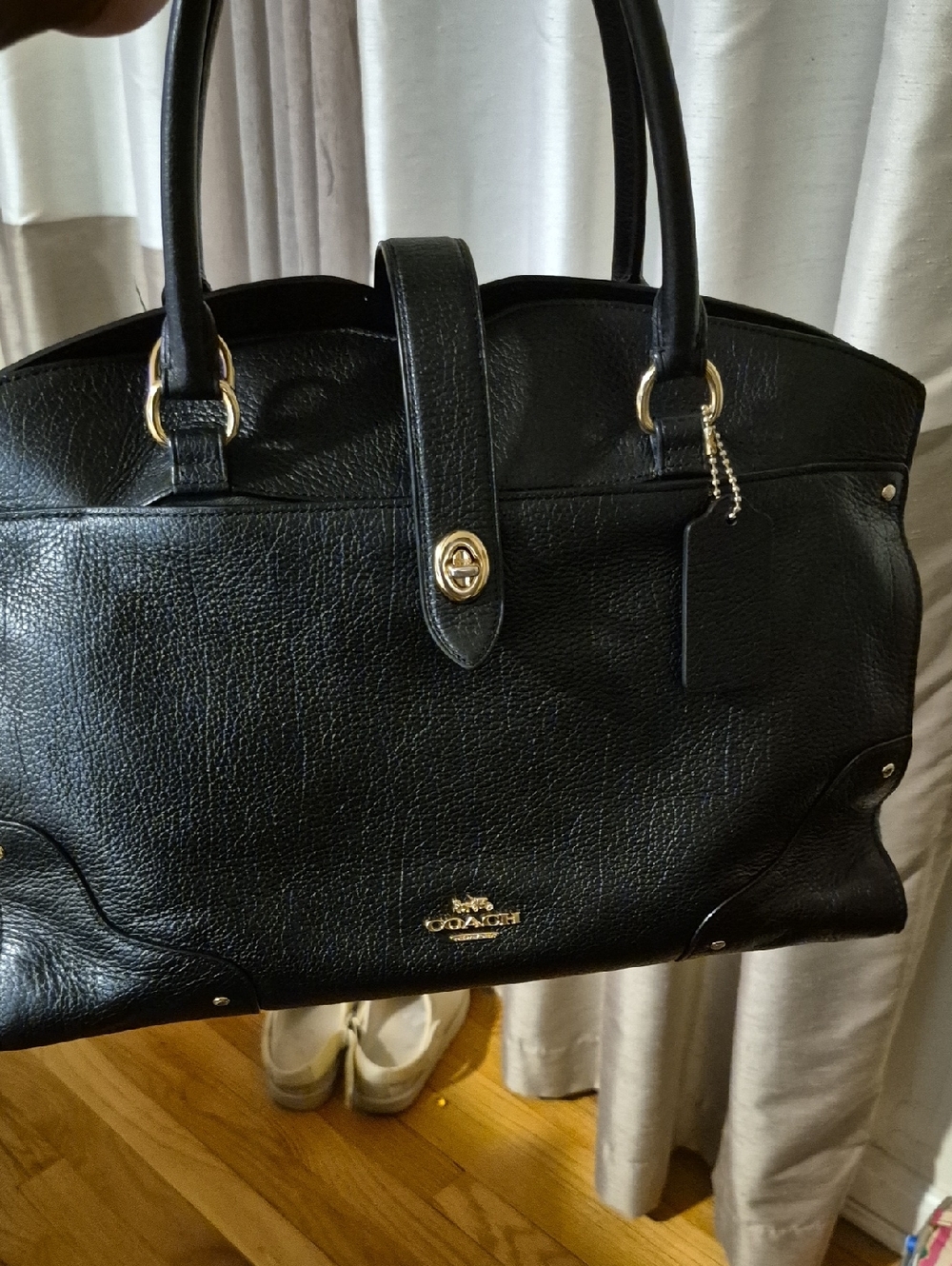 Coach Mercer Pebbled 30 Leather Satchel with Gold Hardware